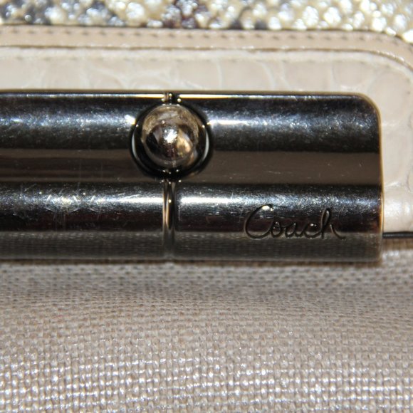 Coach Kristin Python & Silver Linen Large Hobo Bag - Picture 11 of 12